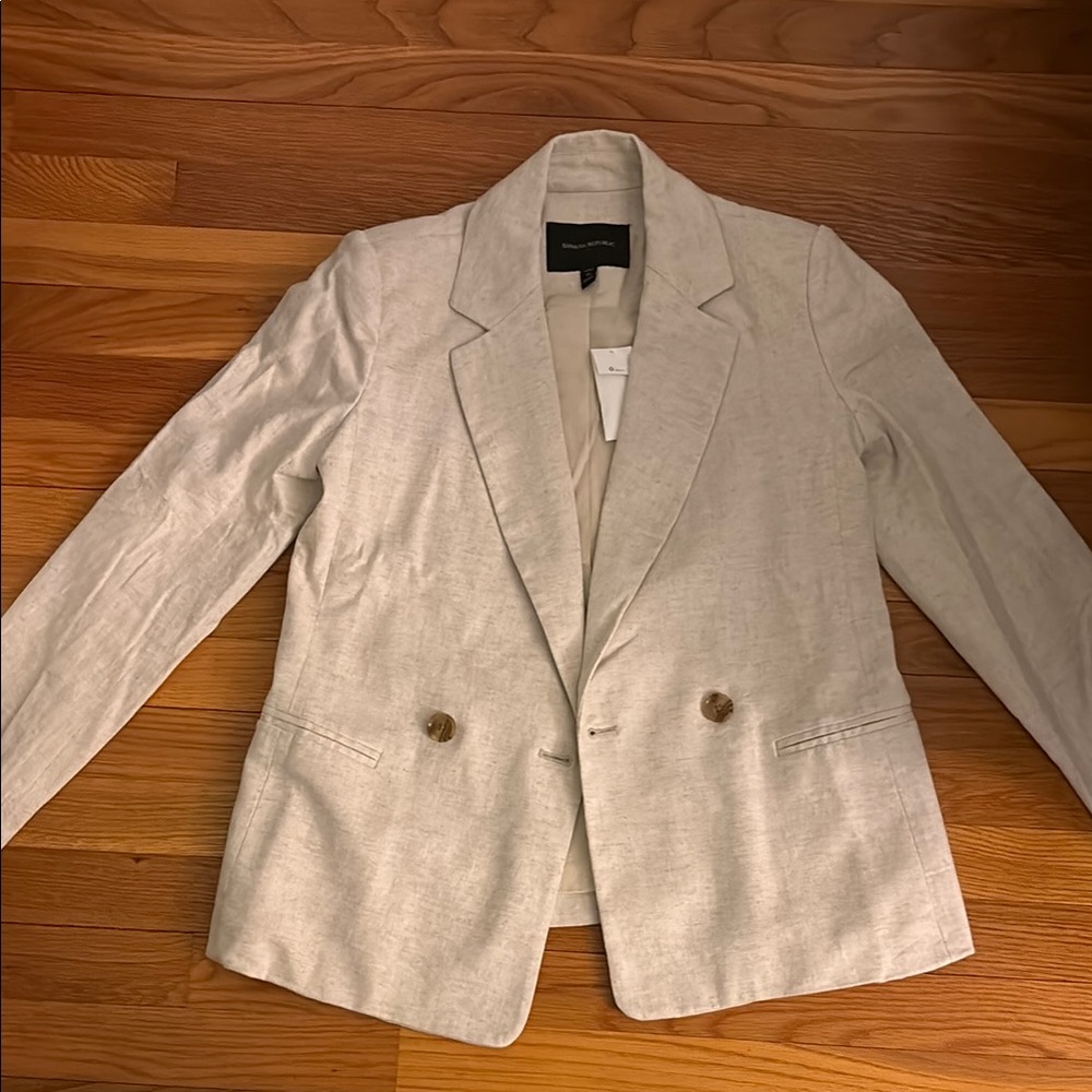 NWT Banana Republic Linen-Blend Double Breasted Blazer